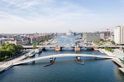 Aerial view of Lille Langebro which was shortlisted in the RIBA International Prize
