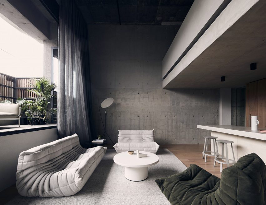 Living room of Roseneath Street apartment by Studio Goss