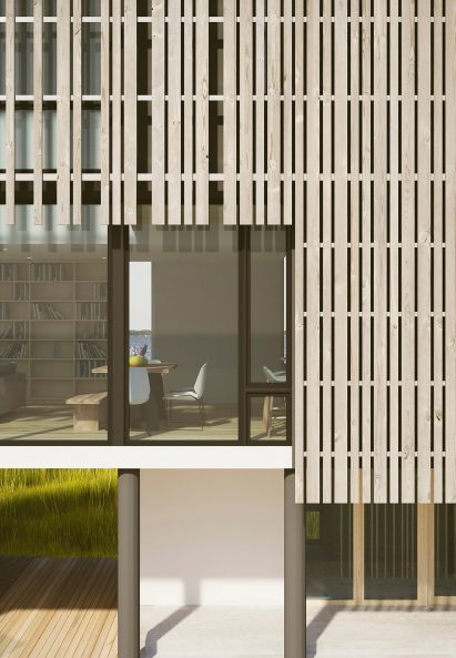 Cedar facade on Salt Box Residence