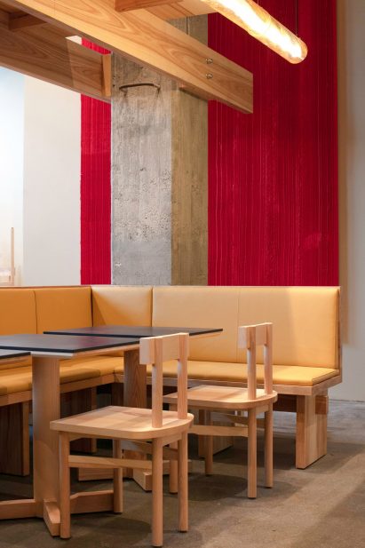 Interior view of the POPL restaurant and furniture