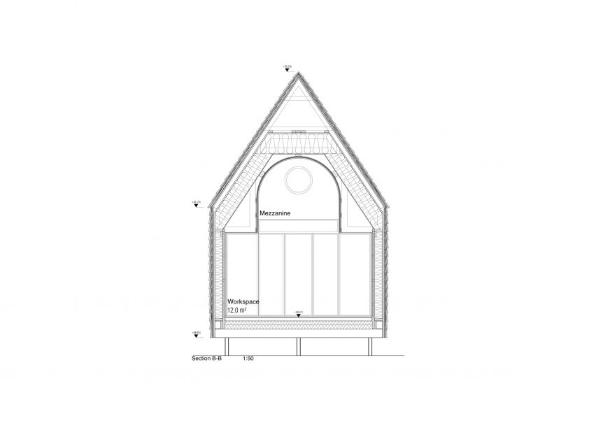 Section of The Filmmaker's Hut by Pirinen & Salo