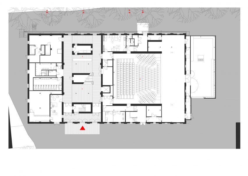 Ground floor plan of The Malthouse by Tim Ronalds Architects