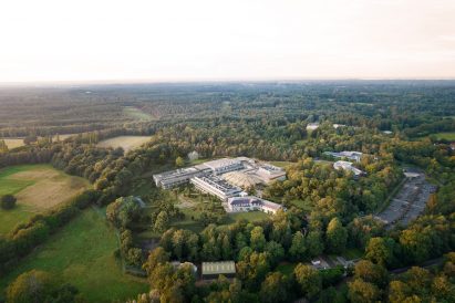 Aerial view of Eli Lilly and Company campus