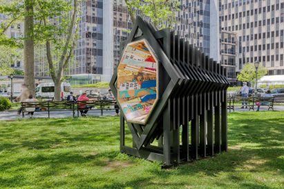 Plywood Protection Project includes a multicoloured conical installation