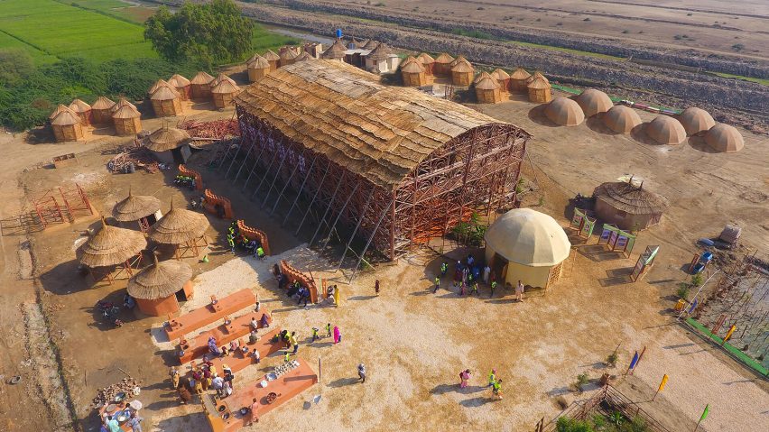 Prefabricated bamboo community centre in Pakistan built by local people