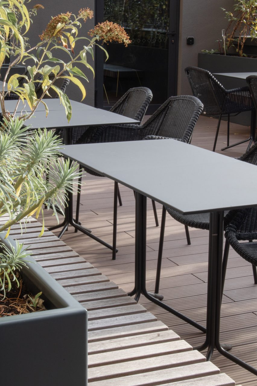 Roof terrace of 6 Babmaes Street office for The Crown Estate by Fathom Architects