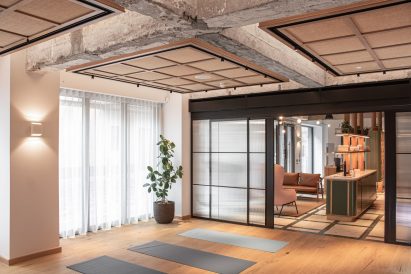 Ground floor events space in 6 Babmaes Street office for The Crown Estate by Fathom Architects
