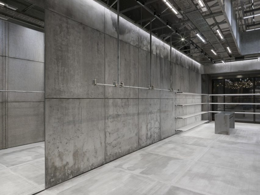 The store has concrete walls