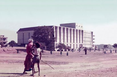 The brutalist Tagore Hall & Memorial Theatre
