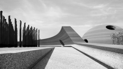 A museum and memorial with timber poles
