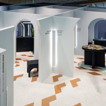 Snarkitecture creates labyrinth-like stand for Bolon at Stockholm Furniture Fair