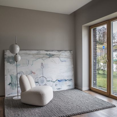 A white Bunny chair in a domestic environment