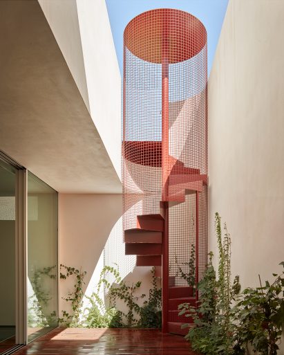 Spiral red staircase