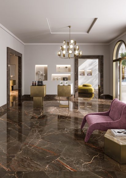 A photograph of Ceramiche Keope's 9Cento tiles used as flooring
