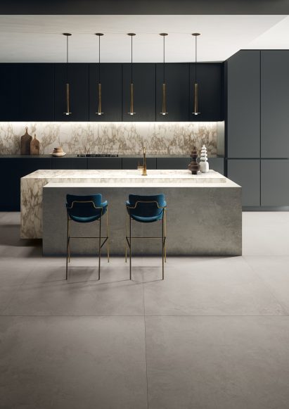 A photograph of Ceramiche Keope's Ikon tiles used in a kitchen