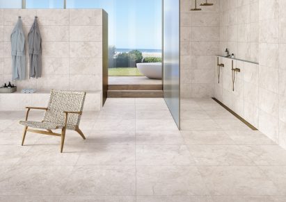 A photograph of Ceramiche Keope's Omnia tiles used in a bathroom