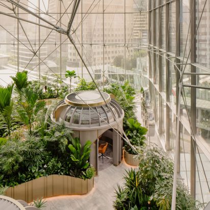 Plantfilled interior of Citibank Singapore