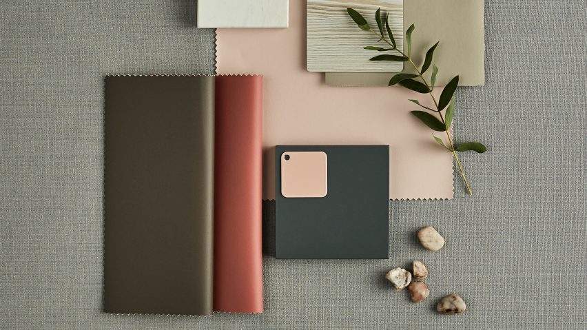 A photograph of swatches of the Deca vegan-friendly leather upholstery fabric by Camira
