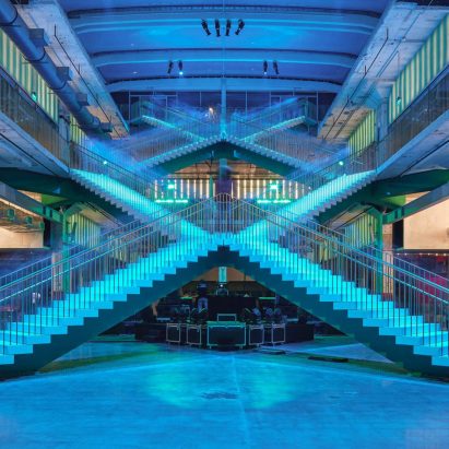 X shaped staircase at POST Houston by OMA