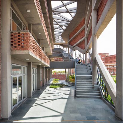 External staircase at Hostel for Girls in India