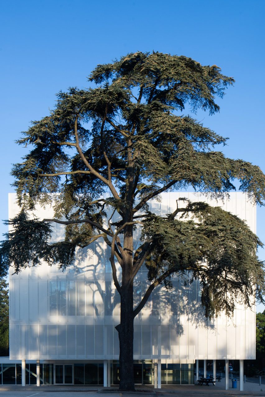 White exterior of the Digi-Tech Factory by Coffey Architects