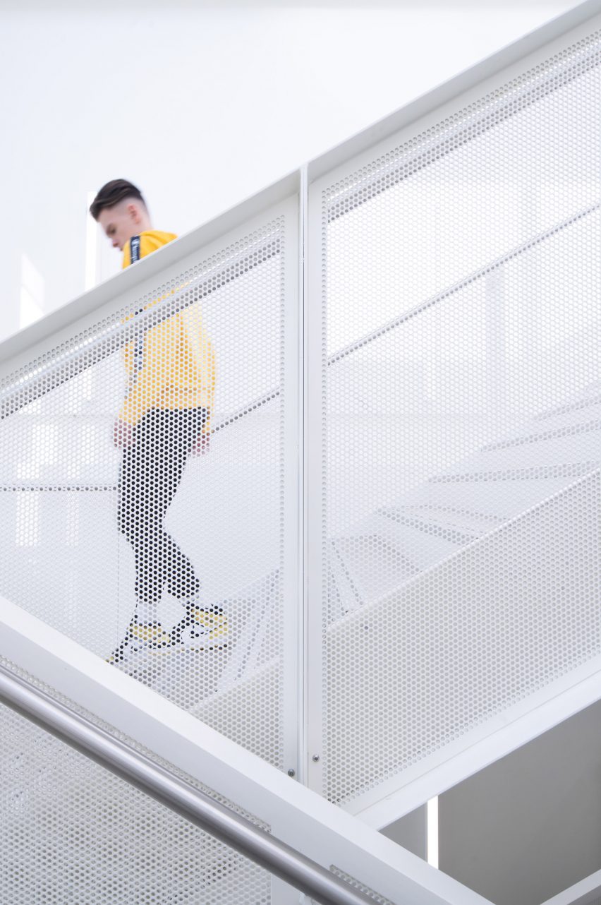 Perforated metal staircase
