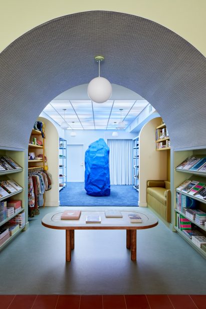 Blue rock at the end of Dreams store