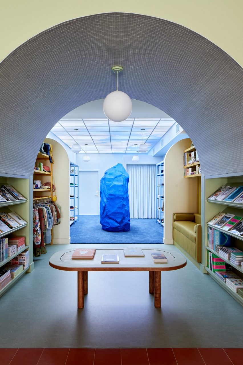 Blue rock at the end of Dreams store