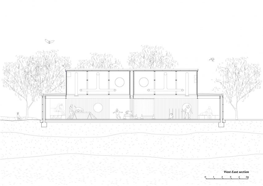 Long section, Educan school for dogs, humans and other species