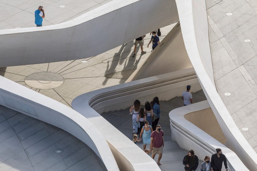 Balconies and staircases in Eleftheria Square by Zaha Hadid Architects