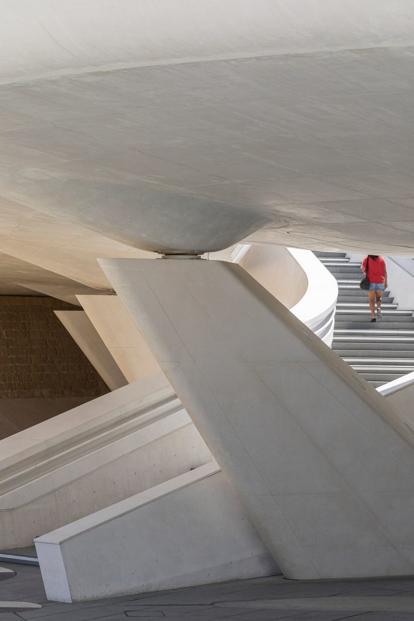Concrete column in Eleftheria Square by Zaha Hadid Architects