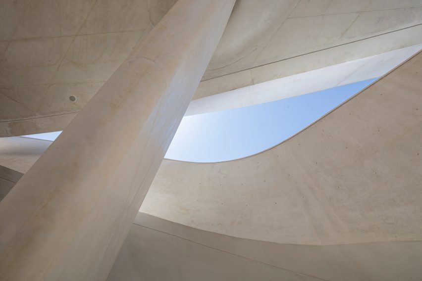 Concrete column in Eleftheria Square by Zaha Hadid Architects