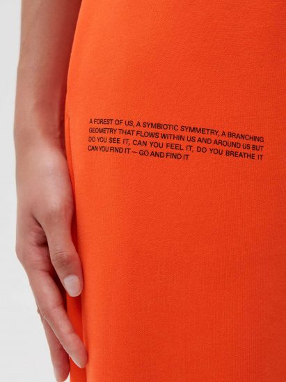 A poem imprinted on orange trousers