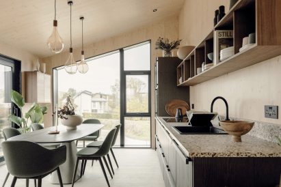 The kitchen interior of Falcon House