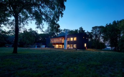 Dark cladding on house