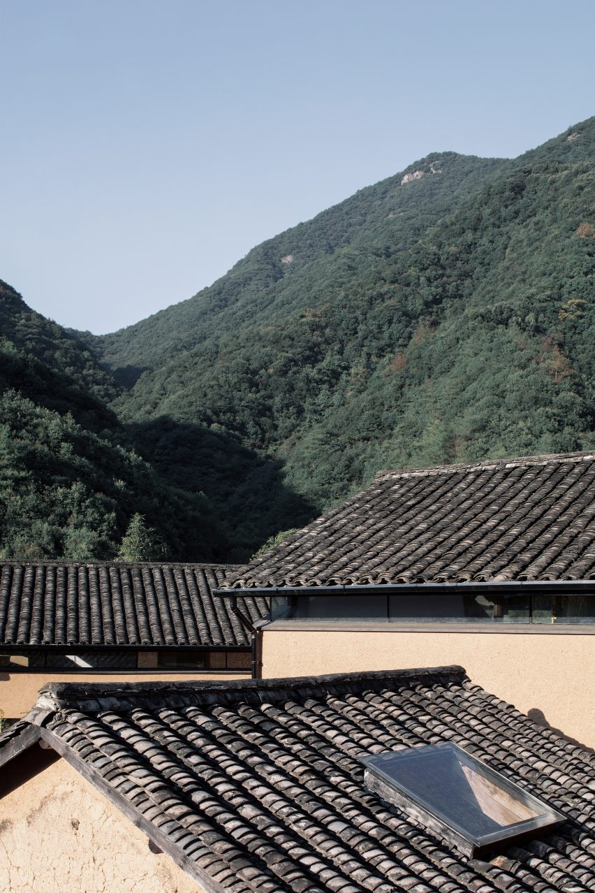 Guesthouse roofs at Flowing Cloud Township Villa