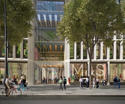 Rendered front of M&S Oxford Street Store