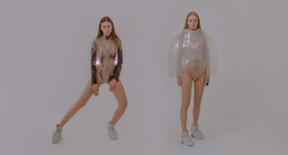 Two models pose in Iga Węglińska's clothes