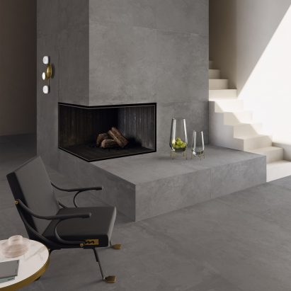 Ikon tiles used on floor and chimney breast walls
