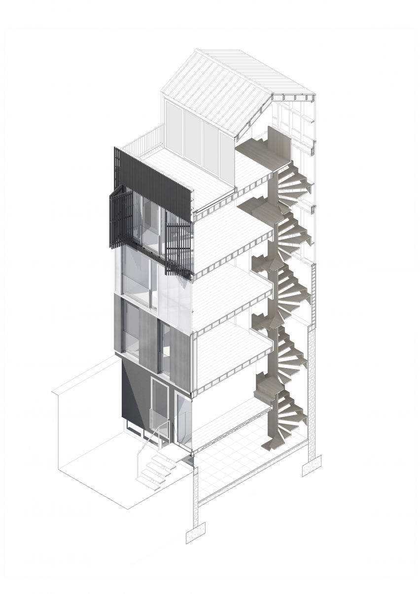 Axonometric drawing of Staying in Paris