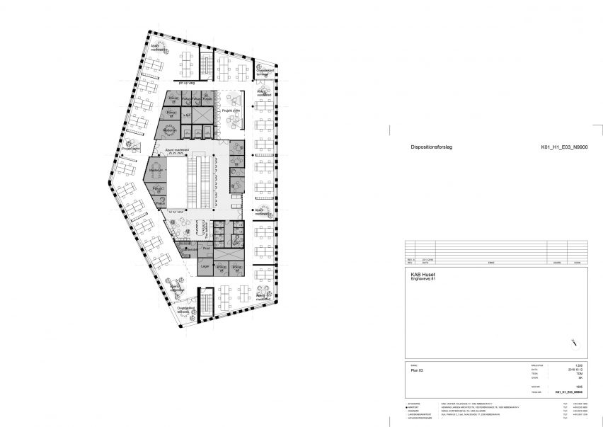 Second floor plan of KAB headquarters in Copenhagen