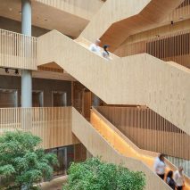 Wooden office staircase