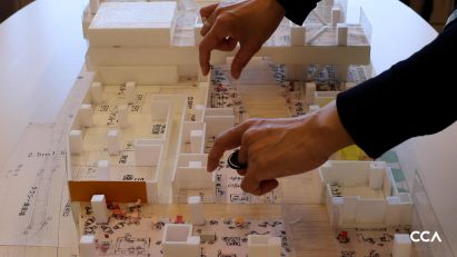 An architectural model of Shibuya Stream in Tokyo
