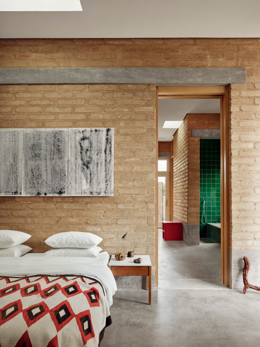 A master bedroom inside Marfa Studio