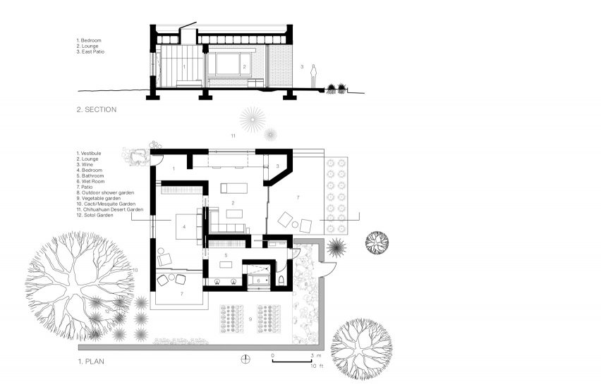 Marfa Studio by Dust section and site plan