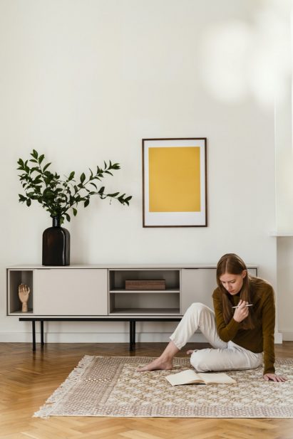 Mod Media Furniture in grey in a living room setting