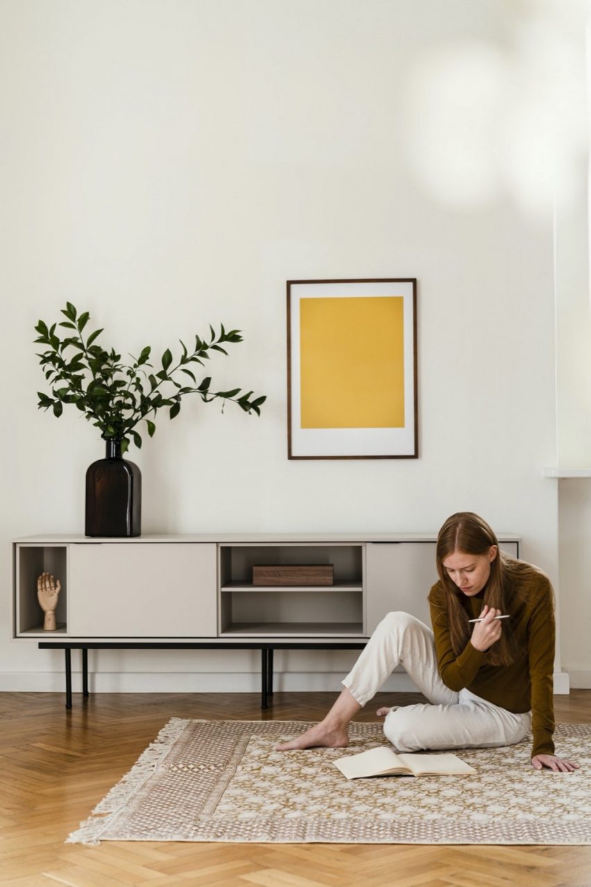 Mod Media Furniture in grey in a living room setting