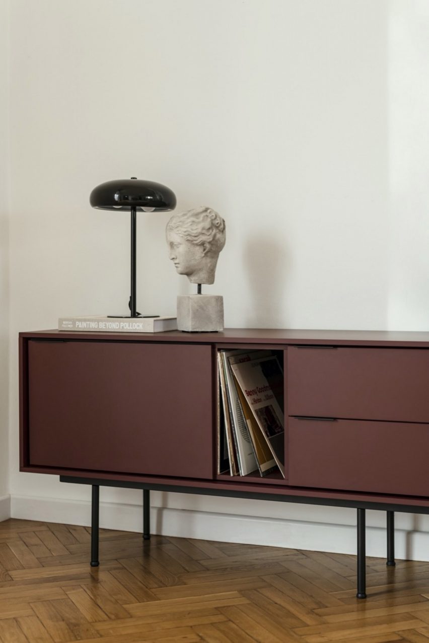 Mod Media Furniture in burgundy
