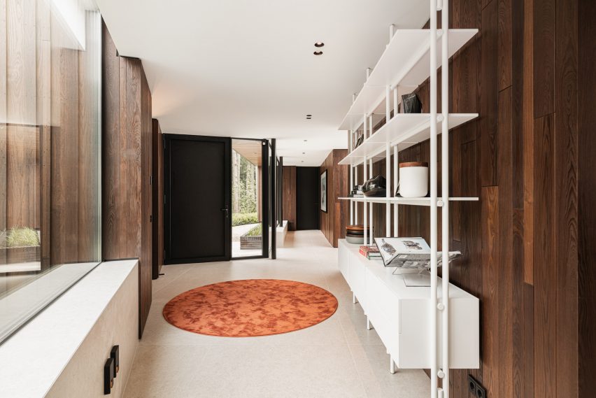 Thermory's thermo-ash cladding on interior of Modern House by the River by Maas Architecten