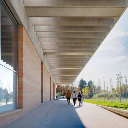 Walkway covered by concrete roof